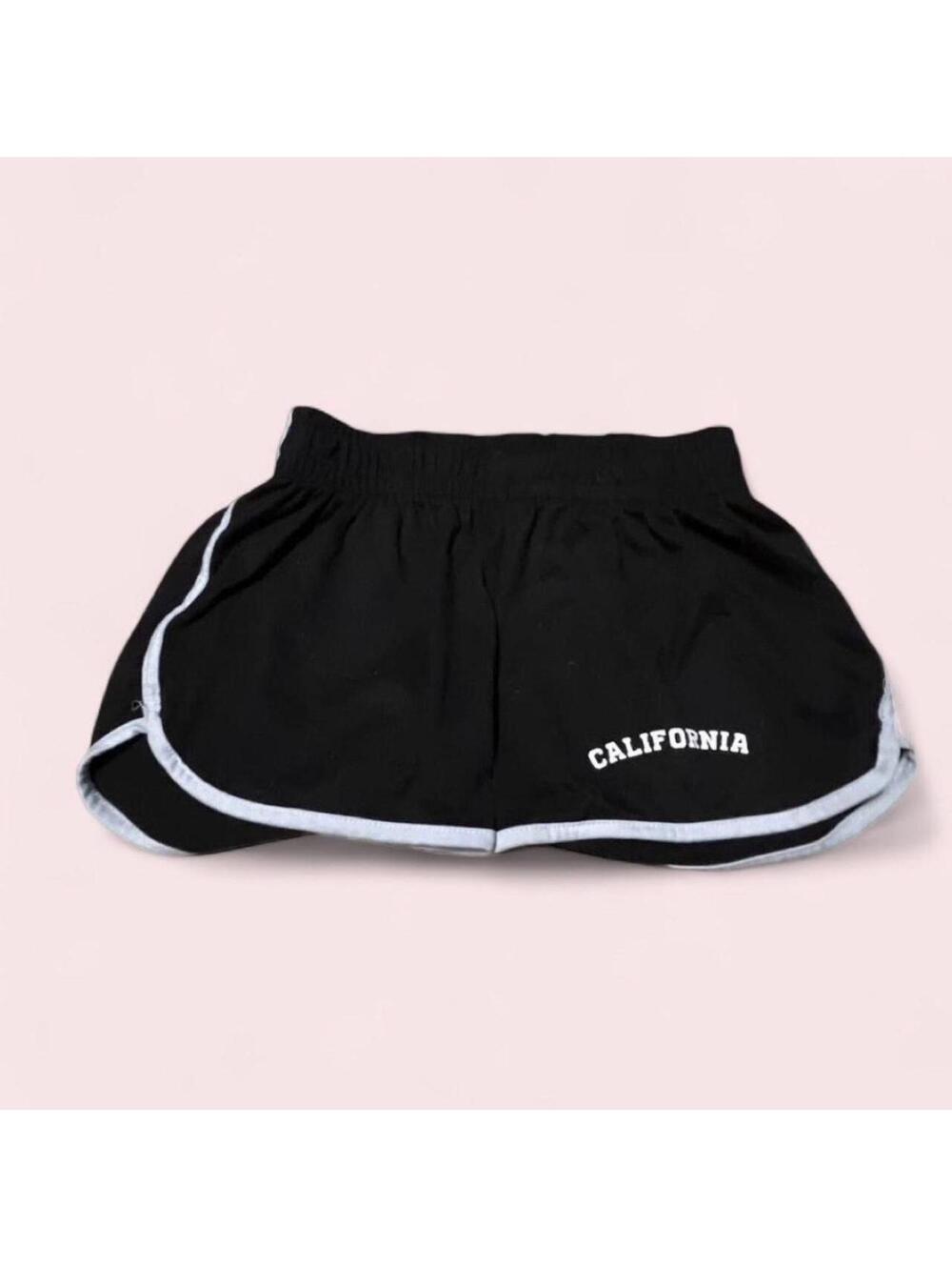 Small California Black and white short athletic shorts